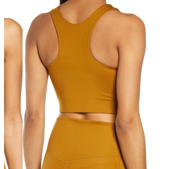 Girlfriend collective Dylan longline tank racer back sports bra, xs - mustard - Picture 2 of 5